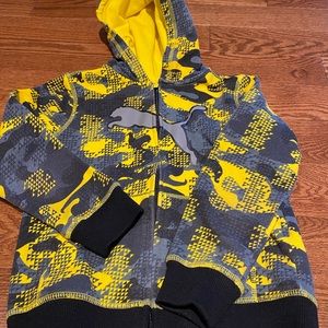 Puma Yellow Pattern Hooded Zip-Up Boys US5
